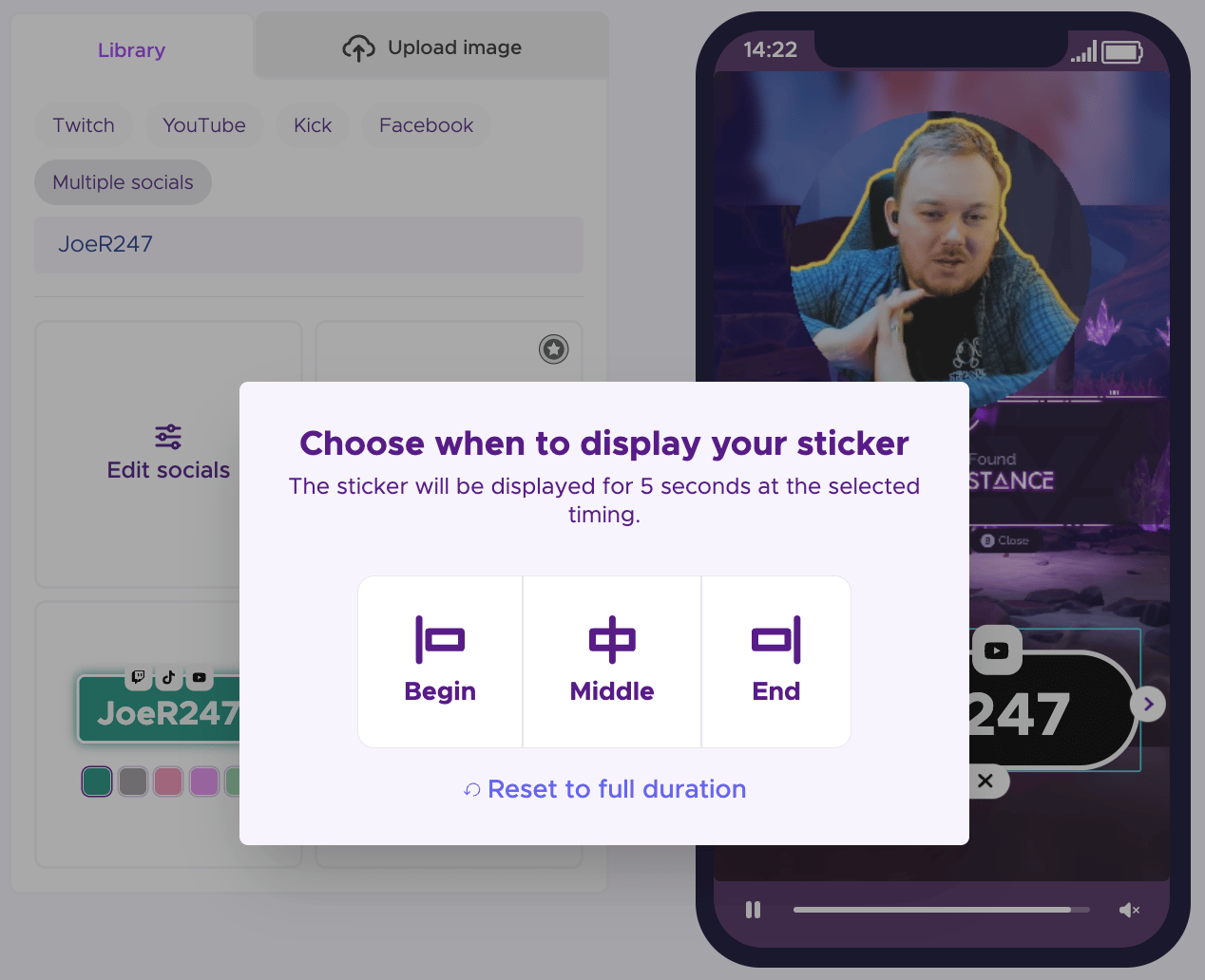 Timed Stickers and Text