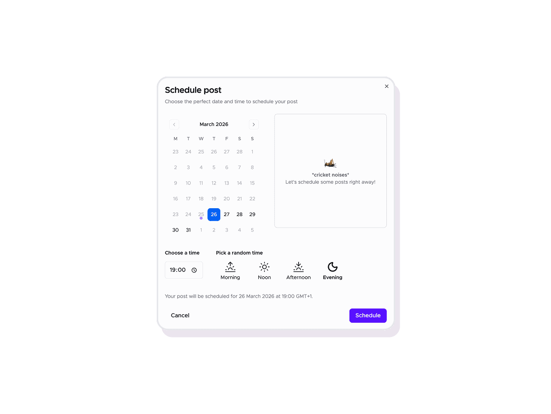 Pick clips and schedule